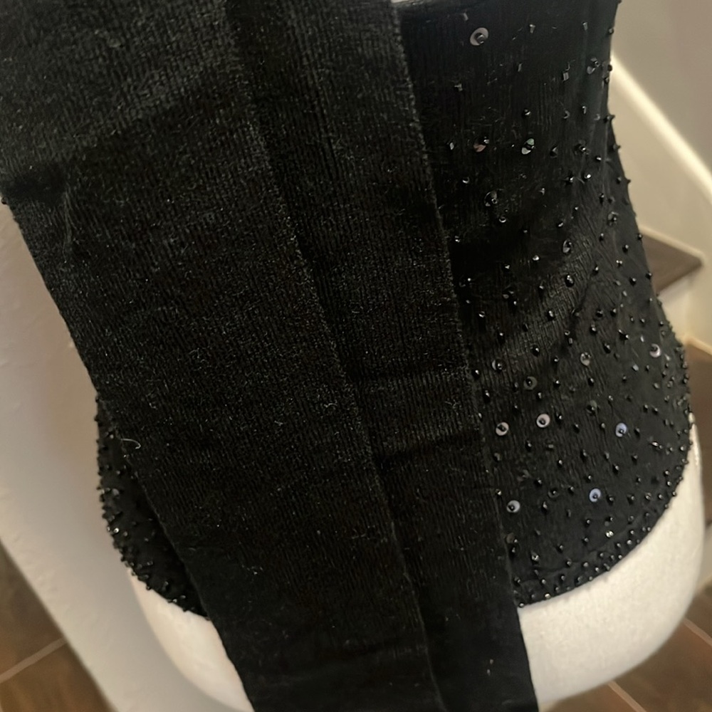 MODA International Black Sequin & Beads Embellished Sleeveless & Backless Top. - Picture 11 of 15